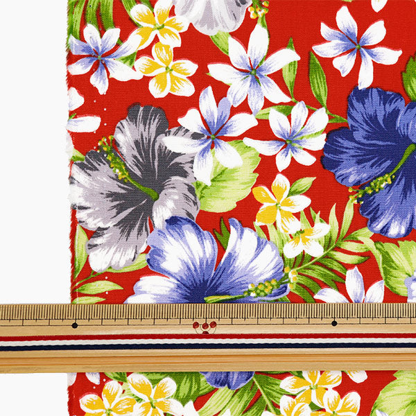 [From quantity 5] Fabric "Broad Hawaii Amplint Hibiscus Red 284-A-RE"
