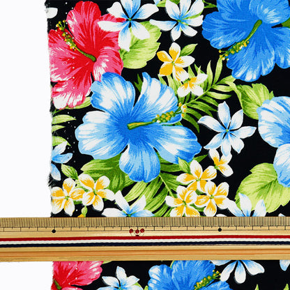 [From quantity 5] Fabric "Broad Hawaii Amplint Hibiscus Black 284-C-BK"