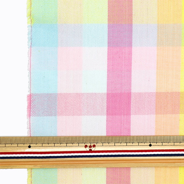 [From quantity 5] Fabric 『Fabric Wrinkle Dyeing block check KRTC-10961B]