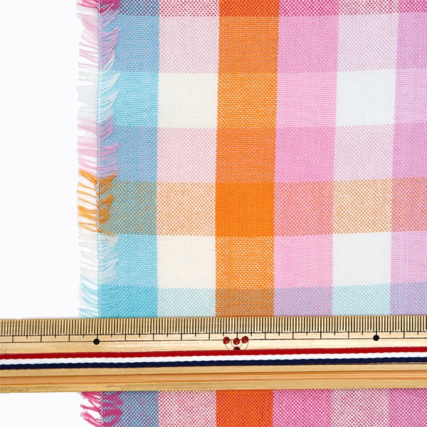 [From quantity 5] Fabric 『Fabric Wrinkle Contested block check KRTC-539PA]