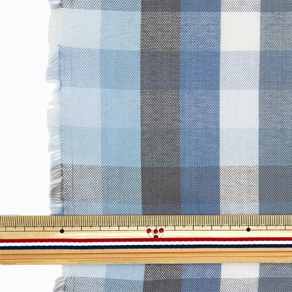 [From quantity 5] Fabric 『Fabric Wrinkle Dyeing block check KRTC-0174B]