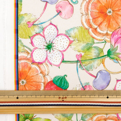 [From quantity 5] Fabric 『Water repellentPolyester pattern designer Maya series fruit flower INMA-FFL-MIX]