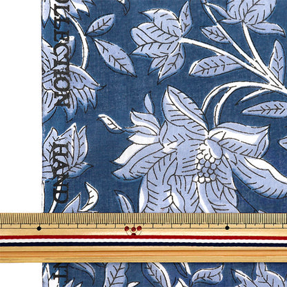 [From quantity 5] Fabric "Indoor printed Saraya Navy x Blue RAM-BOI-39"