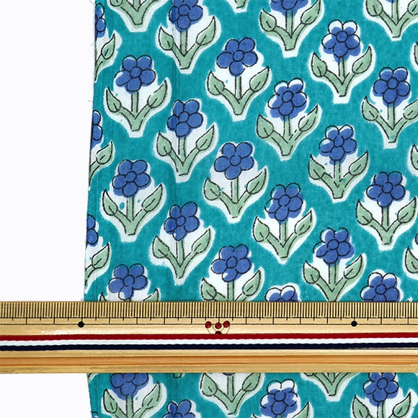 [From quantity 5] Fabric "Indo Boyle Print Flower Pattern Silver x Blue RAM-BOI-44"