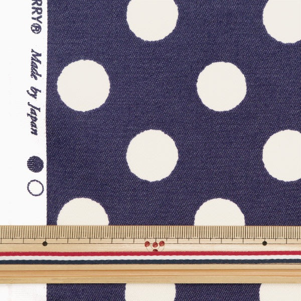 [From quantity 5] Fabric "TC Color denim Polkadut Navy 83060-1-1"