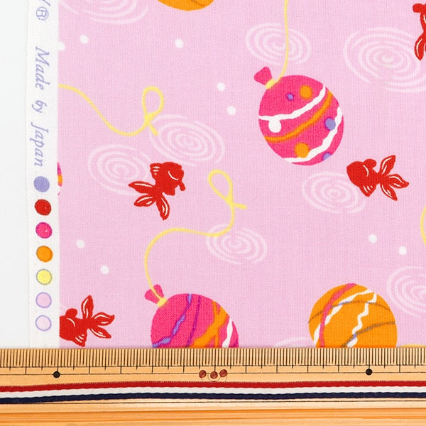 [From quantity 5] Fabric 『Scare Print Kids Festival Gold Fish Yo-Yo Purple 850450-1-2]