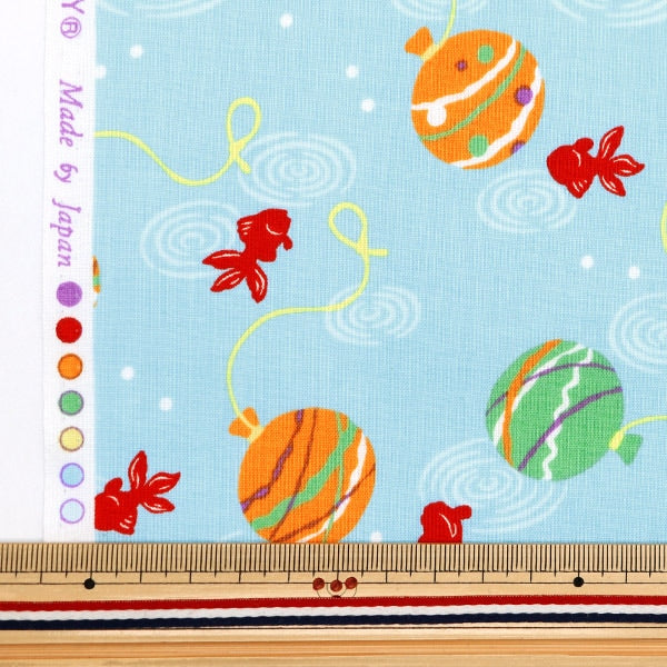 [From quantity 5] Fabric 『Scare Print Kids Festival Gold Fish Yo-Yo Saxophone 850450-1-3]