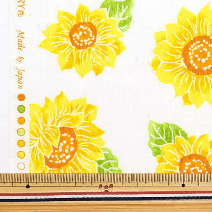 [From quantity 5] Fabric 『Scare Print Kids Fes Himawari White 850451-1-1]