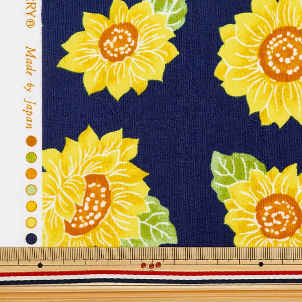 [From quantity 5] Fabric 『Scare Print Kids Festival Himawari Navy 850451-1-4]