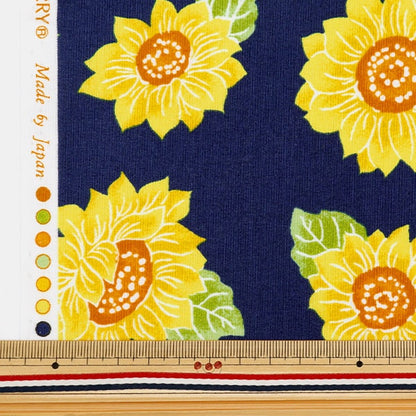 [From quantity 5] Fabric 『Scare Print Kids Festival Himawari Navy 850451-1-4]