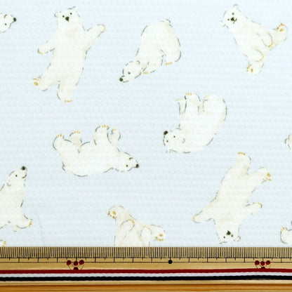 [From quantity 5] Fabric "Cool Cross Polty Bear Blue 150-1649-D2"