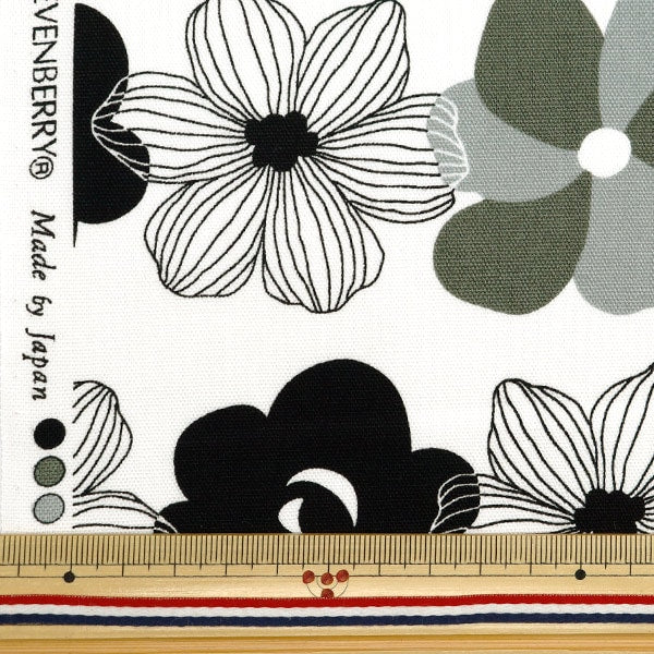[From quantity 5] Fabric 『Oxford Flower border white 850467-1-1]