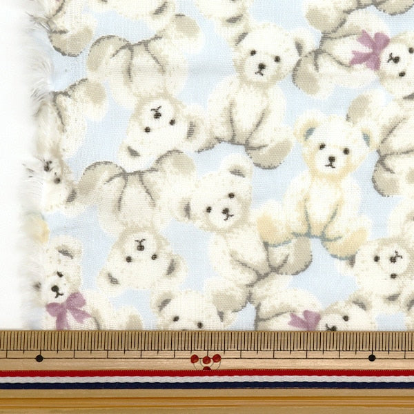 [From quantity 5] Fabric 『double gauze Favorites Baby Mokomoko Bear White OKBF-42-W]