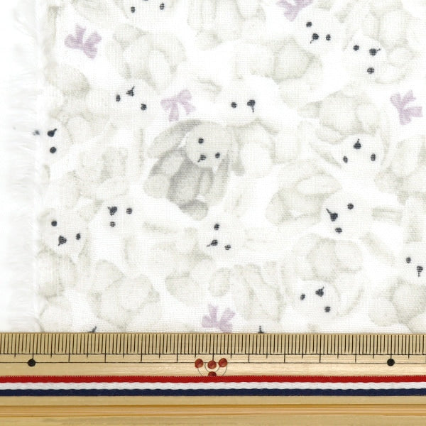 [From quantity 5] Fabric 『double gauze Favorite Baby Fluffy Bunny White OKBF-43-W]