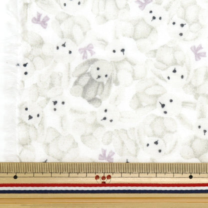 [From quantity 5] Fabric 『double gauze Favorite Baby Fluffy Bunny White OKBF-43-W]