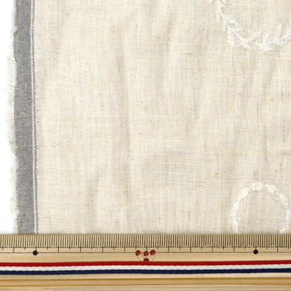 [From quantity 5] Fabric "Toromi Linen Blend Embroidery (Circle) Kinari x White Liryem-CIR-NA"
