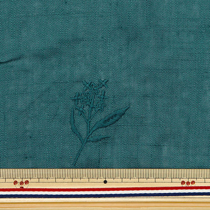 [From quantity 5] Fabric "Toromi linen blend embroidery (botanical) Blue green Liryem-Bot-BG"