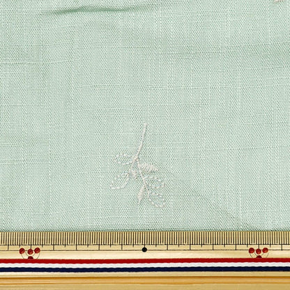 [From quantity 5] Fabric "Toromi linen blend embroidery (botanical) Light blue green x Kinari Liryem-Bot-LB"