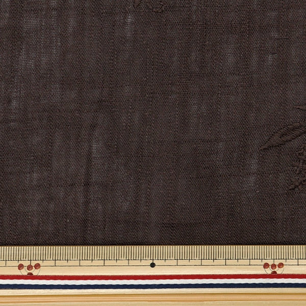 [From quantity 5] Fabric "Toromi linen blend embroidery (botanical) Smoky Brown Liryem-Bot-B