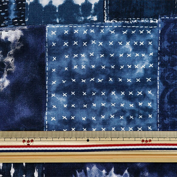 [From quantity 5] Fabric 『Sheeting ScrapingSashikoWind SO-58700-2C]