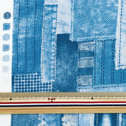 [From quantity 5] Fabric 『Oxford Slutping-style denim pattern SO-58600-2A]