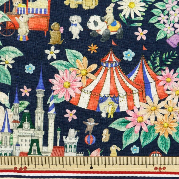 [From quantity 5] Fabric "Cotton linenSheetingDigital Print 22fabric Decoration Park Navy DP-4856-2C]
