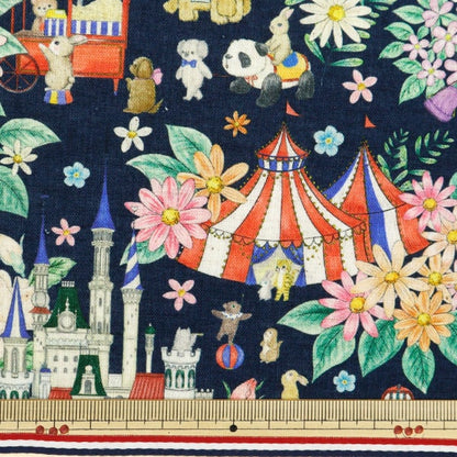 [From quantity 5] Fabric "Cotton linenSheetingDigital Print 22fabric Decoration Park Navy DP-4856-2C]
