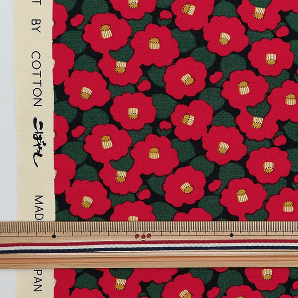 [From quantity 5] Fabric "Ukako Broad Broad Broad Tsubaki Black Park UP5936-B" COTTON KOBAYASHI