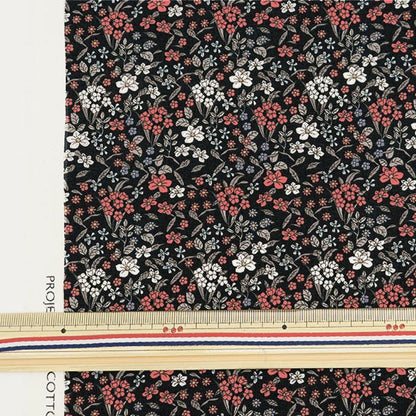 [From quantity 5] Fabric "Broad small floral pattern black KTS7061-F" COTTON KOBAYASHI