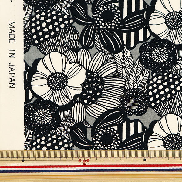 [From quantity 5] Fabric "Ukonoko cloth broad miniArtificial Flowers Gray x Black UP5811-F] COTTON KOBAYASHI