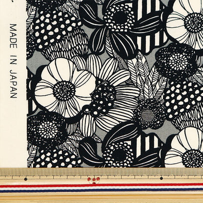 [From quantity 5] Fabric "Ukonoko cloth broad miniArtificial Flowers Gray x Black UP5811-F] COTTON KOBAYASHI