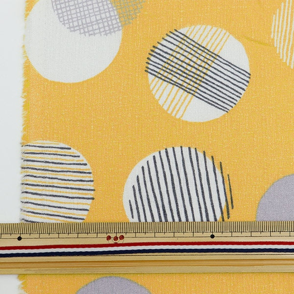 [From quantity 5] Fabric "Interior printed dot pattern yellow 142-1349-C1"