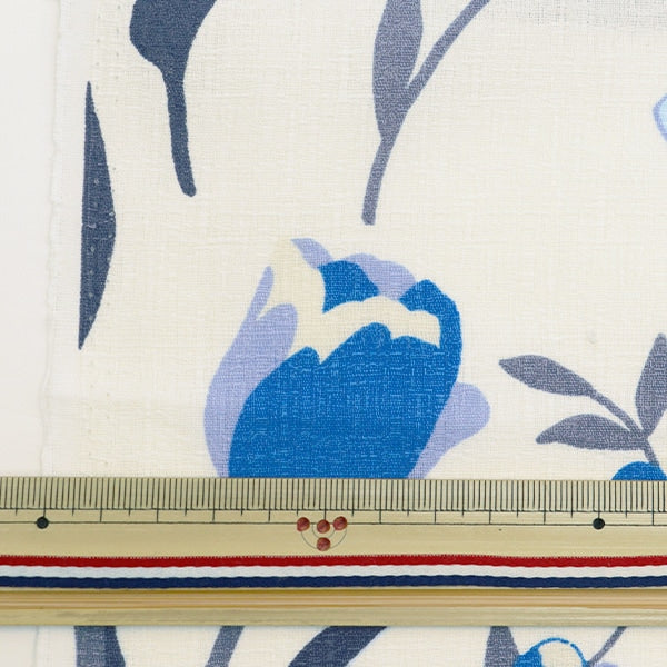 [From quantity 5] Fabric "Interior print tulip pattern blue 142-1349-D2"