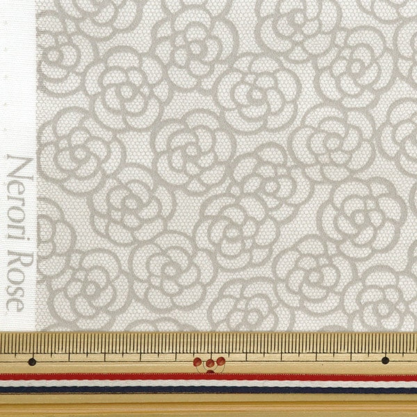 [From quantity 5] Fabric "Cotton Satin Nerolo Rose Camellia Lace Gray NRF-03GRY"