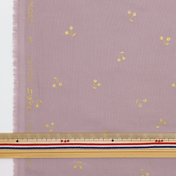 [From quantity 5] Fabric 『double gauze Ramethy Purple x Gold KTS6525-O] COTTON KOBAYASHI