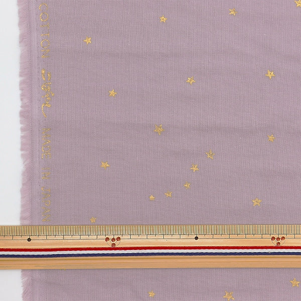 [From quantity 5] Fabric 『double gauze Star pattern purple x gold KTS6430-11 " COTTON KOBAYASHI