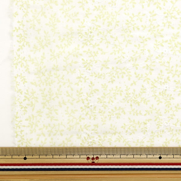 [From quantity 5] Fabric 『double gauzeEmbroidery small flower light green AP4730-1C]