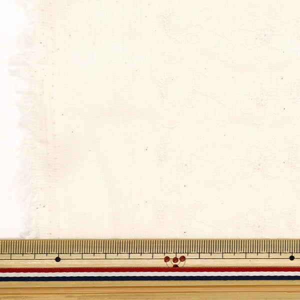 [From quantity 5] Fabric 『double gauzeEmbroidery off-white AD8145-OW]
