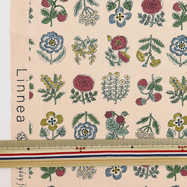 [From quantity 5] Fabric 『Oxford LINNEA Flower Pattern Kinari YKA-26000-1A] KOKKA
