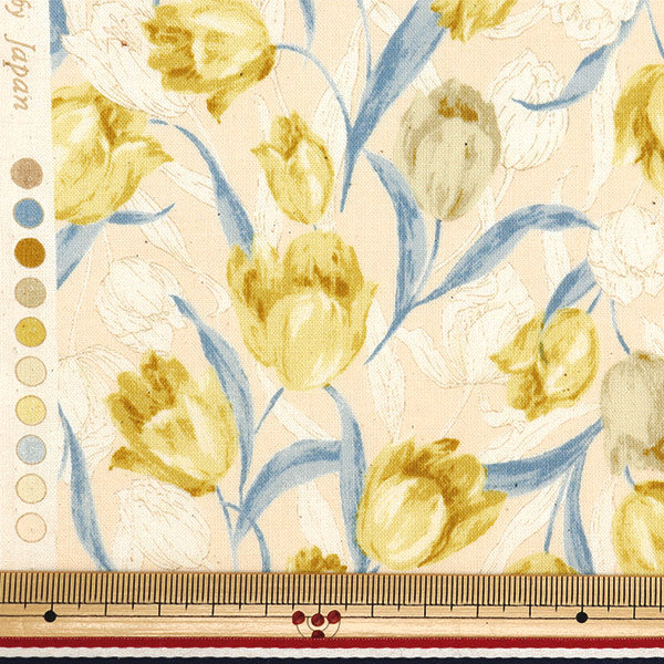 [From quantity 5] Fabric 『Scare Print Grace Flower Elena Citron 850479-1-2]
