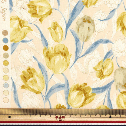 [From quantity 5] Fabric 『Scare Print Grace Flower Elena Citron 850479-1-2]