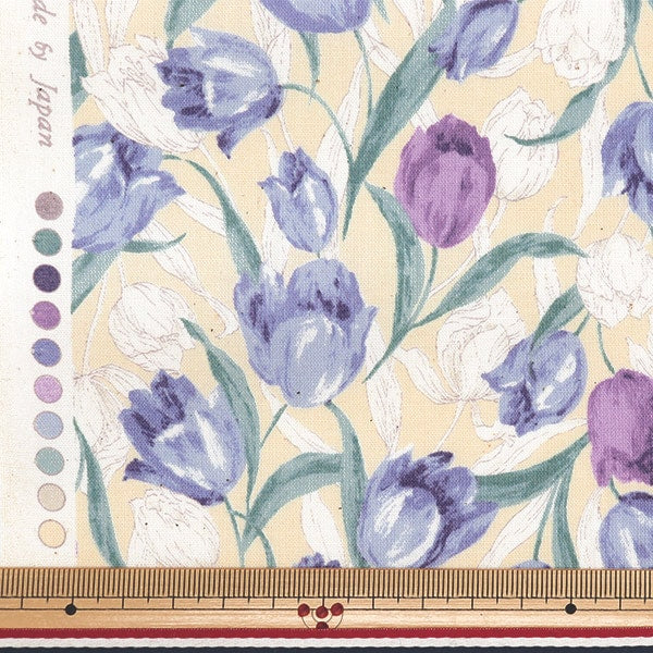 [From quantity 5] Fabric 『Scare Print Grace Flower Elena Purple 850479-1-3]