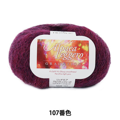 秋冬纱线 "羊驼（羊驼）leggero（羊驼毛Legero）等级107颜色] Richmore Rich More