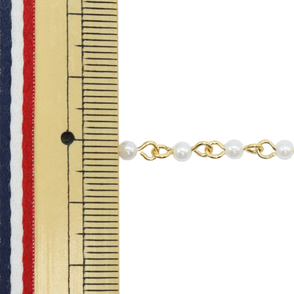[数量5]附件括号“珍珠链白色x金3mm WC-3G”