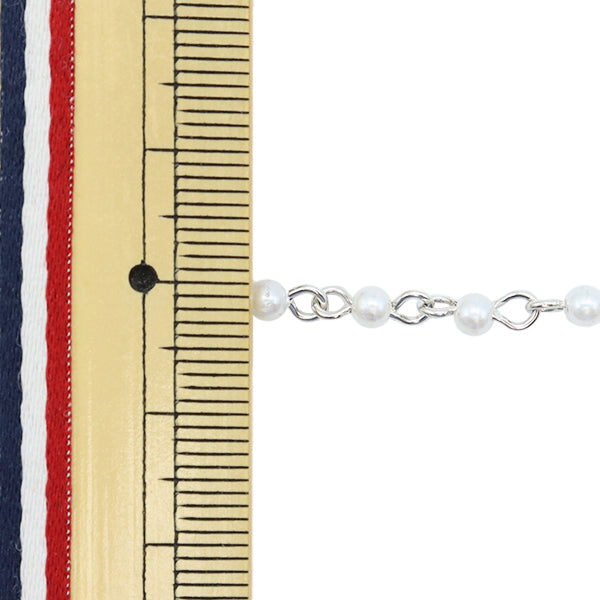 [数量5]附件括号“珍珠链白色x银3mm WC-3S”