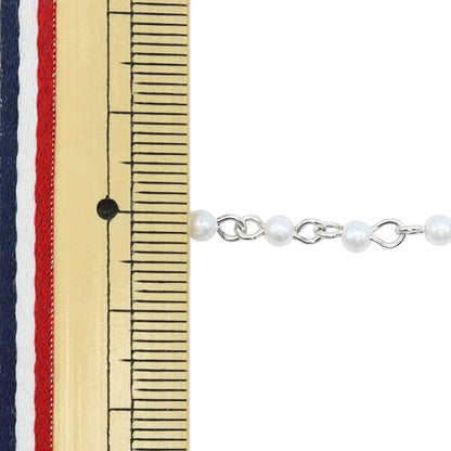 [数量5]附件括号“珍珠链白色x银3mm WC-3S”
