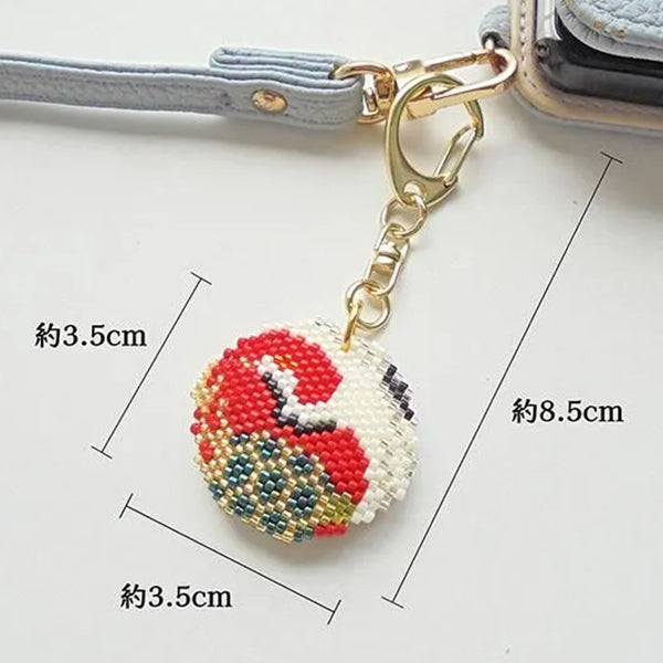 BeadsKit "Kyoto Animal Proverb Keychain: Crane is a thousand years old turtle is a whole year PB-356" HOBBIX Kyoto Nishijin Hobbix