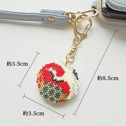 BeadsKit "Kyoto Animal Proverb Keychain: Crane is a thousand years old turtle is a whole year PB-356" HOBBIX Kyoto Nishijin Hobbix