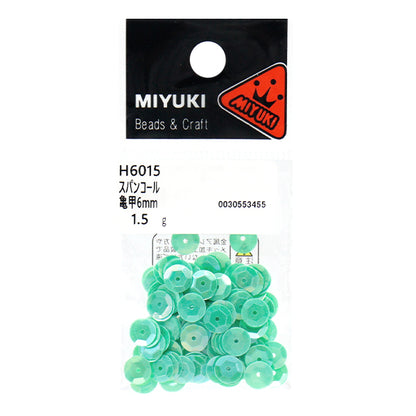 スパンコール 『スパンコール 亀甲 レインボー グリーン 約6mm H6015』 MIYUKI ミユキ