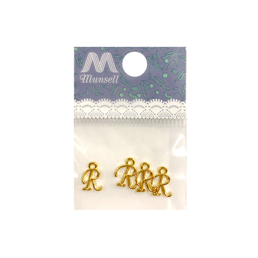 手芸金具 『271 0014GR イニシャルチャーム R 4個』